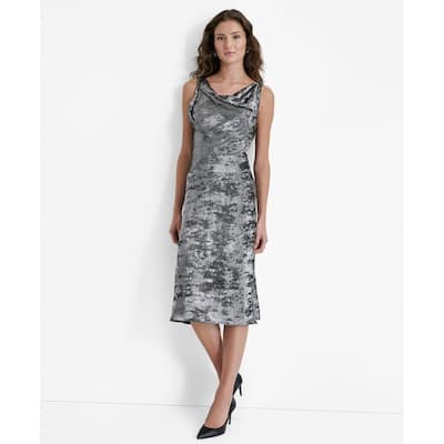 DKNY Liquid Velvet Cowl Neck Dress