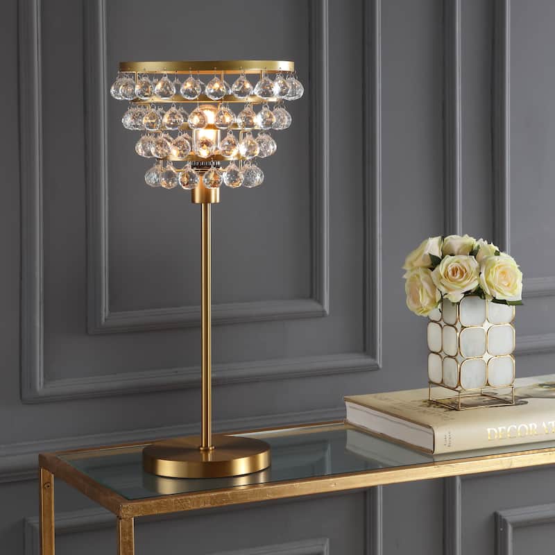 Jemma 25" Crystal/Metal Table Lamp, Bronze/Clear by JONATHAN Y