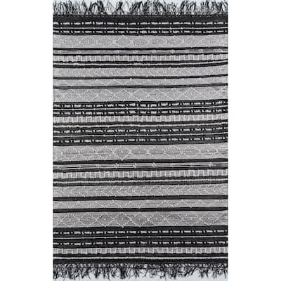 Momeni Otto Handwoven Geometric Black Indoor/Outdoor Rug