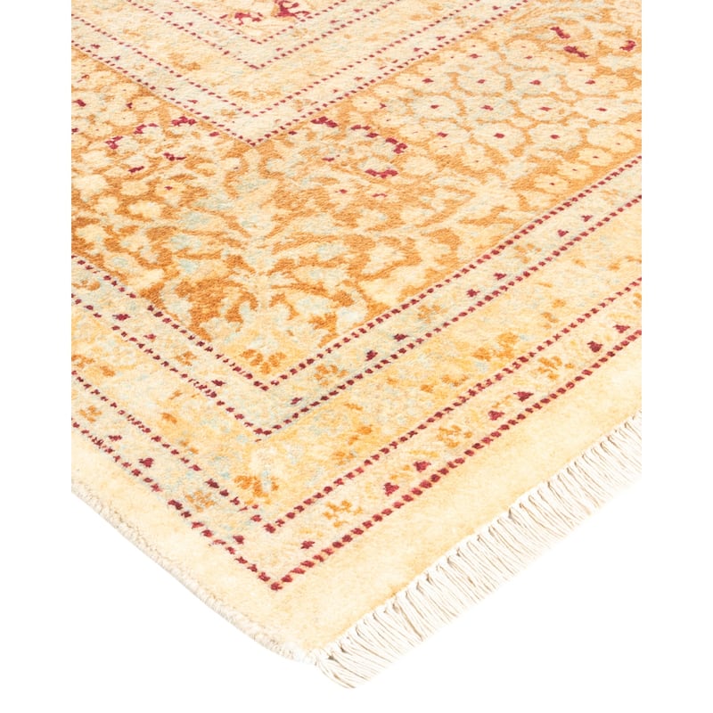 Overton Handknotted Wool Traditional Oriental Ivory Square Area Rug - 6' x 9'