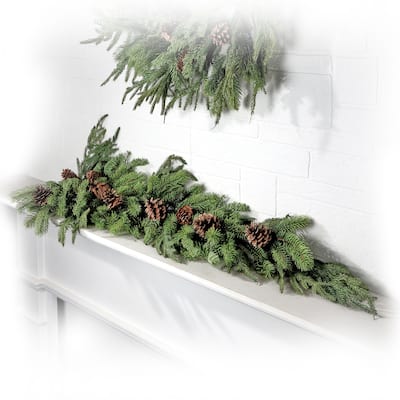 48"Real Touch Norfolk/Spruce/Juniper Garland - Natural Green
