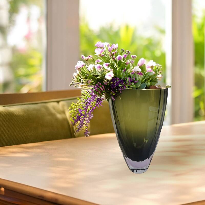 Lime Green Heavy Glass Vase with Minimalist Design Elegant Home Decor