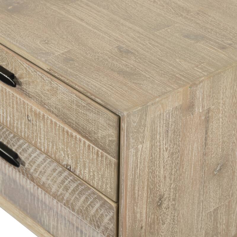 Baly Mid-Century Modern Acacia Wood 4 Piece Bedroom Set with Dresser and 2 Nightstands