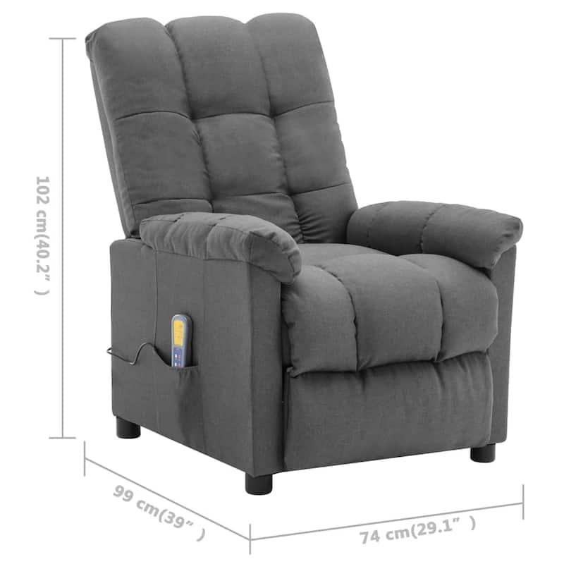 vidaXL Massage Recliner Chair Electric Reclining Chair for Elderly Fabric - 29.1" x 39" x 40.2"