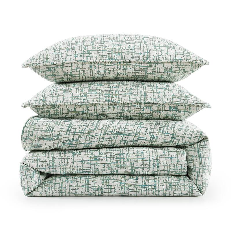 HiEnd Accents Keziah Green Textured Pattern Chenille Jacquard Modern Bedding 3 Piece Comforter Set