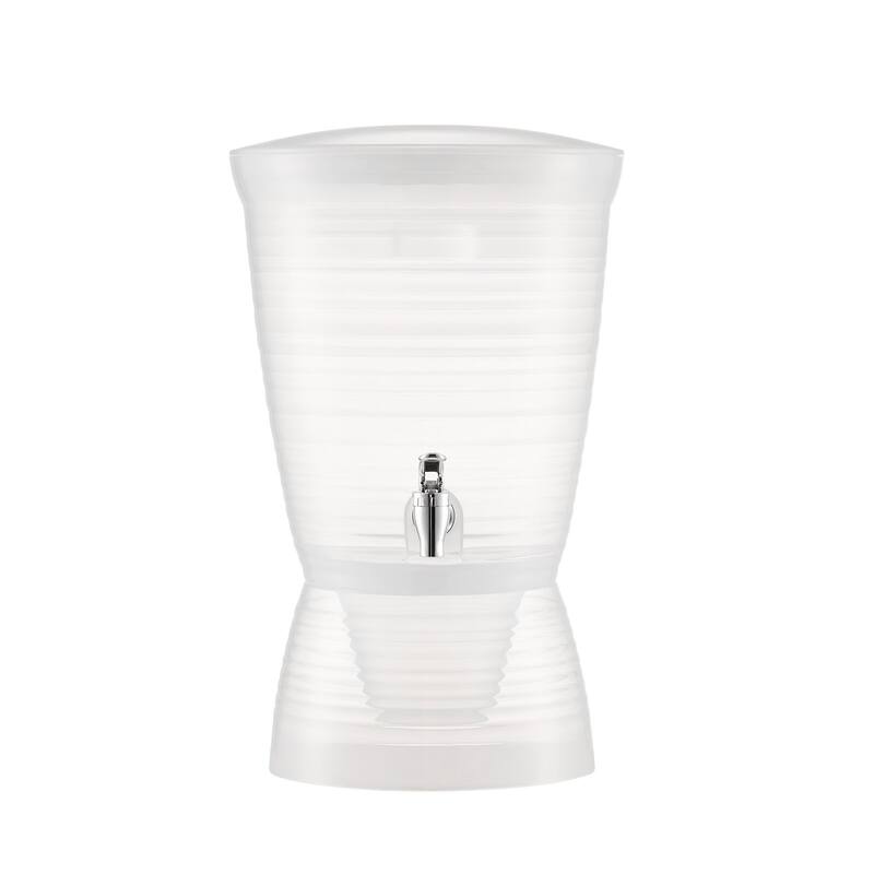 Semi Transparent Single Cylinder Beverage Dispenser with Ice Chamber - 10.4 x 10.4 x 16.5 in