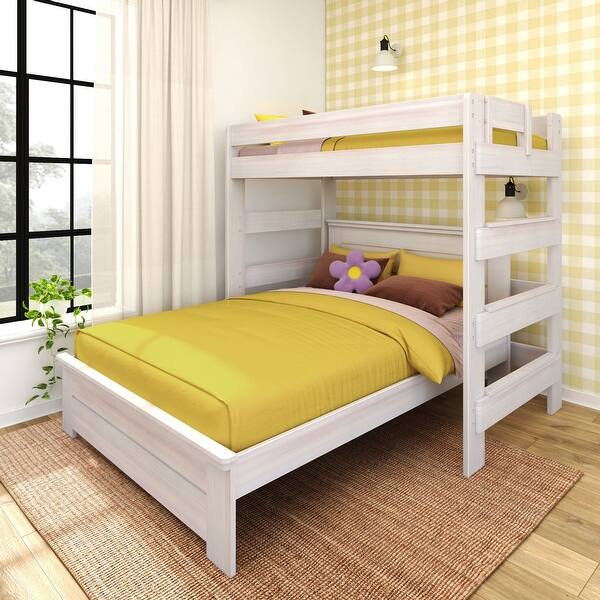 slide 2 of 12, Max and Lily Farmhouse Twin over Queen L Shaped Bunk Bed White Wash