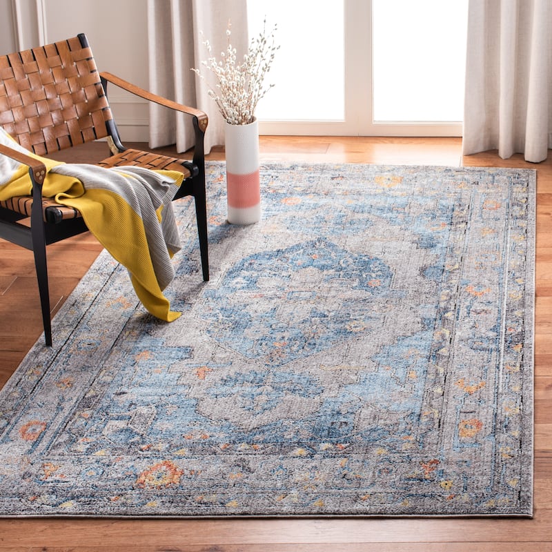 SAFAVIEH Bristol Avelien Vintage Oriental Polyester Rug - 5'1" x 7'6" - Blue/Light Grey