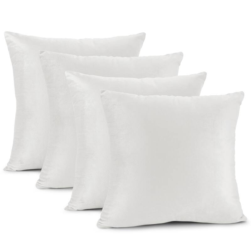 Nestl Solid Microfiber Soft Velvet Throw Pillow Cover (Set of 4) - 16" x 16" - White