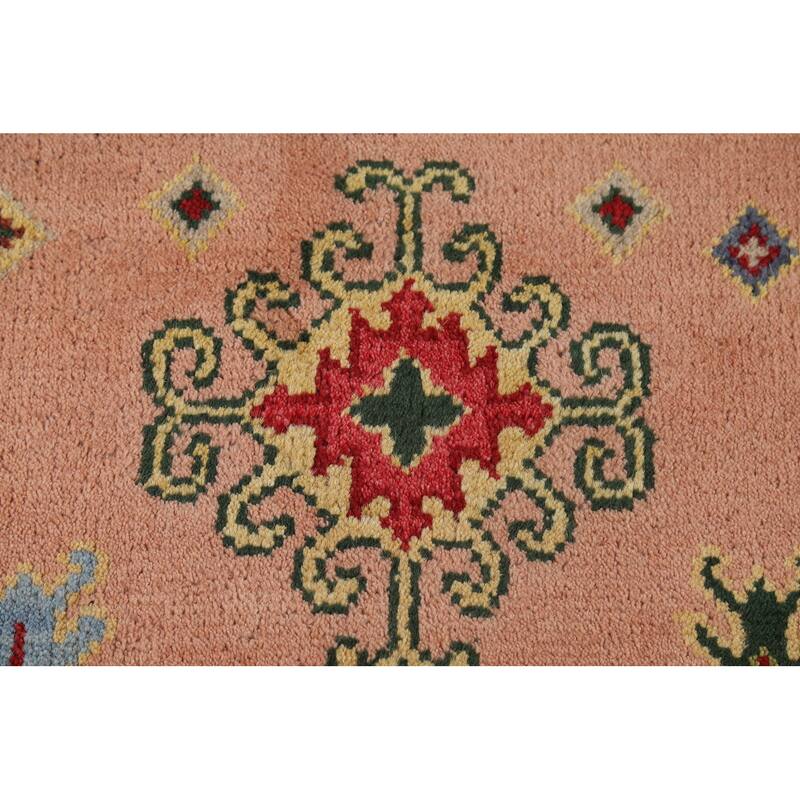 Geometric Kazak Oriental Area Rug Hand-Knotted Wool Carpet - 8'10"x 11'9"
