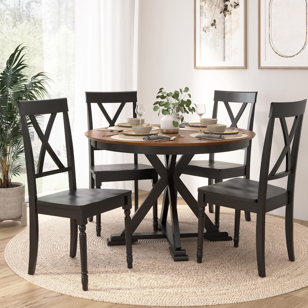 Bush Furniture West End 45W Dining Table with 4 Cross Back Chairs