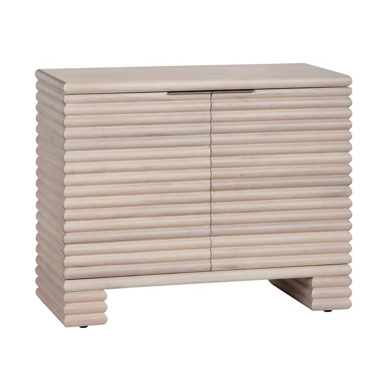 40 in. Cream Solid Wood 2 Door Media Credenza_Accent Cabinet