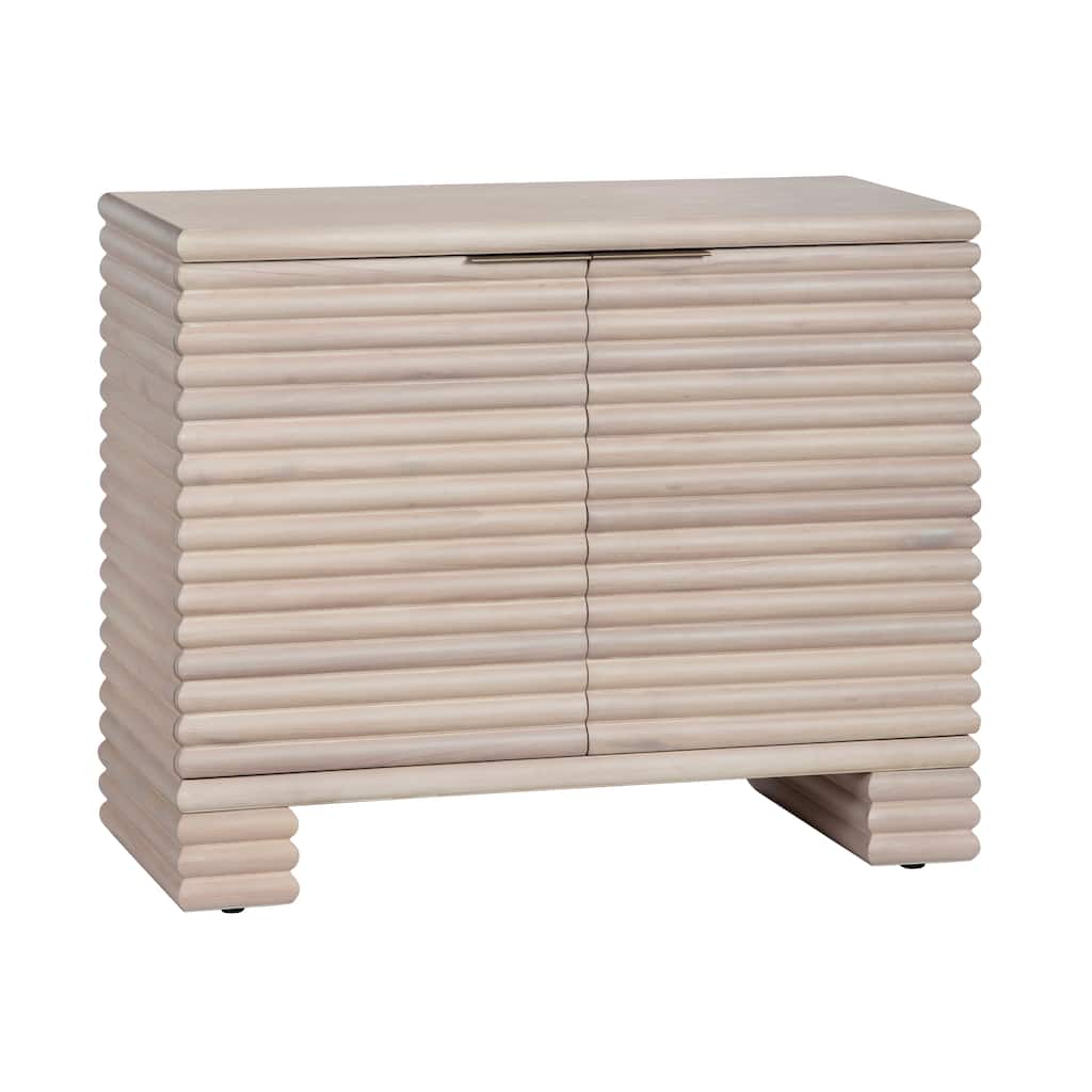 40 in. Cream Solid Wood 2 Door Media Credenza_Accent Cabinet