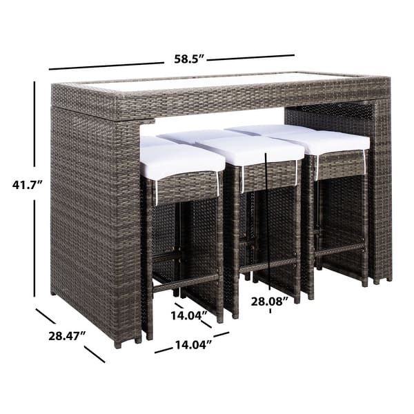 dimension image slide 4 of 7, SAFAVIEH Outdoor Horus 7-piece Patio Dining Set