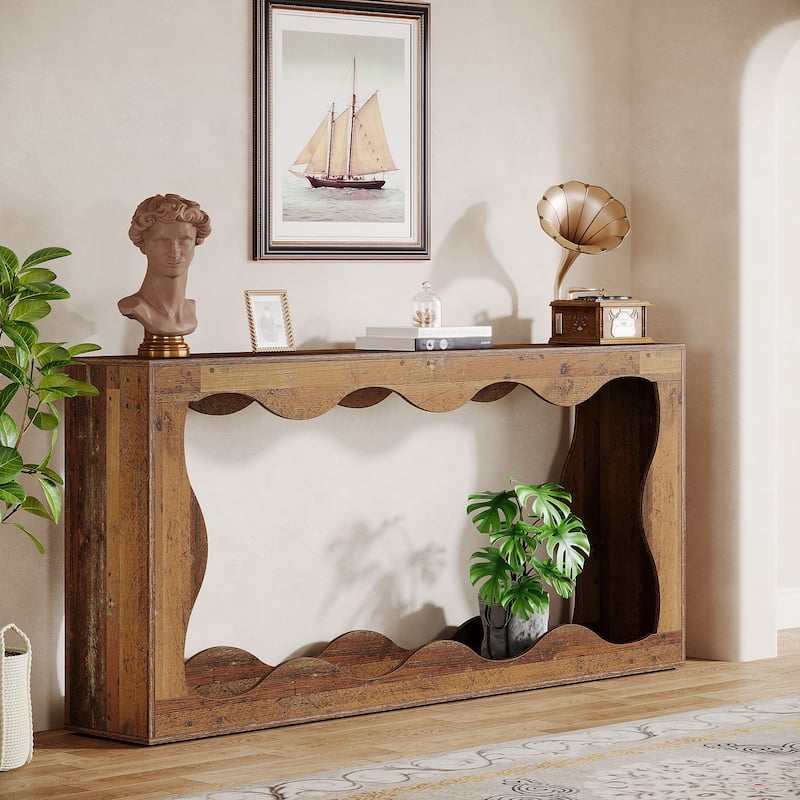 2-tier Wood Console Sofa Table for Entryway Living Room