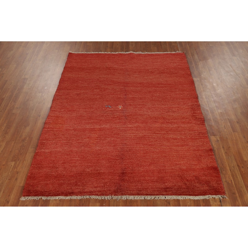 Tribal Gabbeh Persian Rug Handmade Wool Carpet - 5'8"x 7'4"