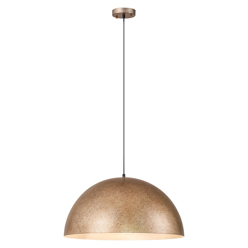 1-Light Modern Industrial Distressed Gold Leaf Bowl Dome Oversized Pendant Light for Kitchen Island