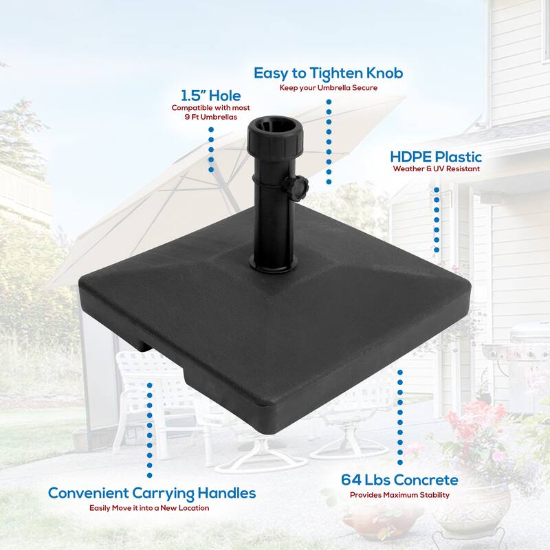 9 Ft. Solar Power Lighted Patio Umbrella with Concrete Base