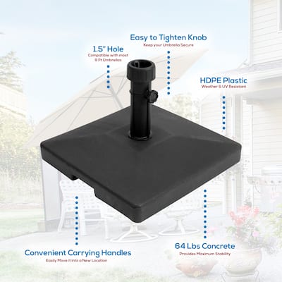 Heming 64 lb. Heavy Duty Concrete Patio Market Umbrella Base Weight Stand