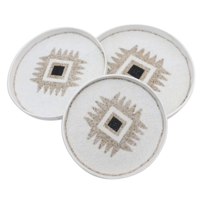 Novica Handmade Charmed Circles Beaded Bamboo Wall Art (Set Of 3)