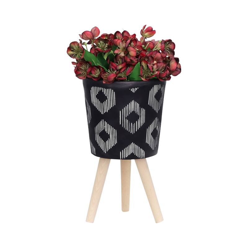 S/2 10/12" Diamond Planter w/ Wood Legs