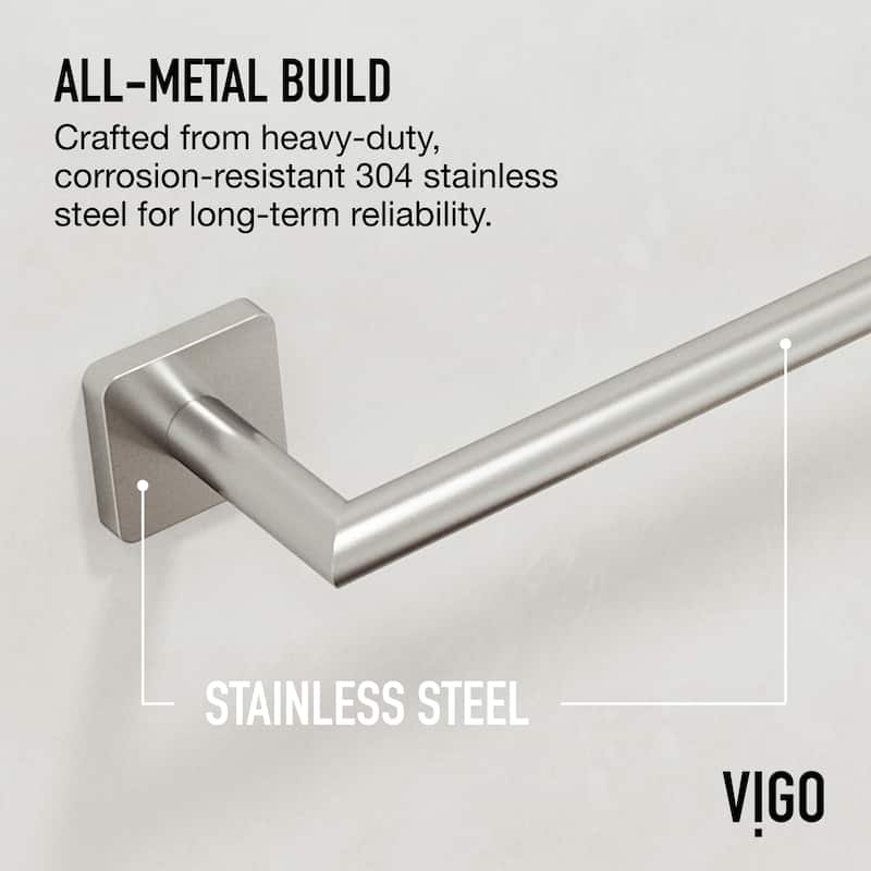 VIGO Satro 4-Piece Bathroom Hardware Accessory Set with 24 in. Towel Bar, Toilet Paper Holder, Hand Towel Holder, Hook