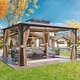 preview thumbnail 27 of 133, EROMMY Hardtop Gazebo,Outdoor Pergola with Double Roof & Netting & Curtains,Heavy Duty Canopy for Patio, Backyard, Pool party 12'x14' - Double Roof