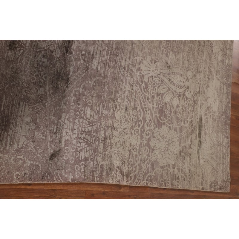 Brown Abstract / Modern Area Rug Handmade Wool Carpet - 4'8"x 6'7"