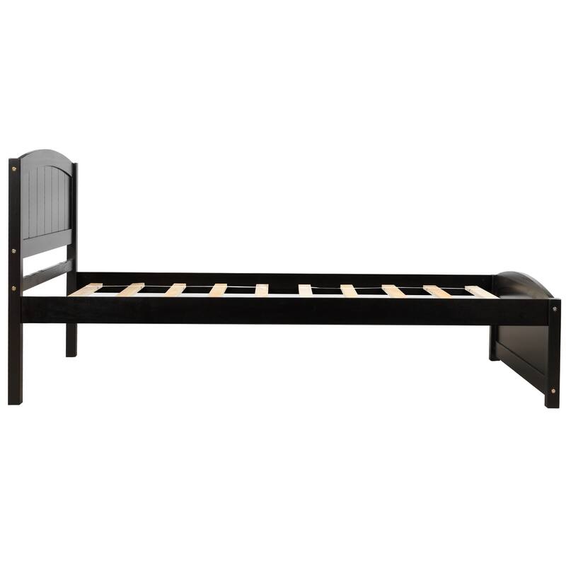 Wood Twin Size Platform Bed Solid Construction Twin Bed Frame