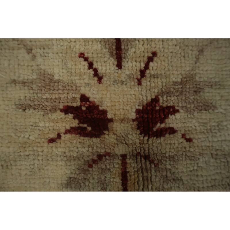 Hand Knotted Oriental 100% Wool Carpet Traditional All-Over Beige & Ivories Peshawar Area Rug - 7' 9'' X 8' 1''