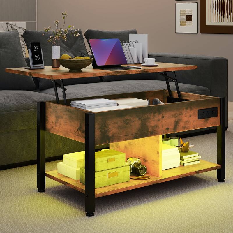 Lift Top Coffee Table with RGB Light