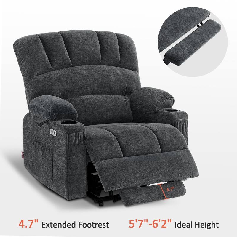 MCombo Power Lift Recliner Chair with Massage and Heat for Big Elderly People, Fabric R7092 (Large-Wide)