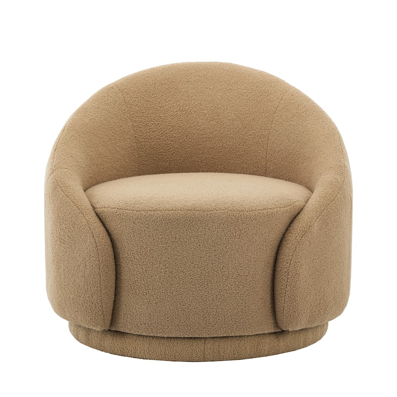 Boucle Barrel Chair Upholstered 360°Swivel Armchair Set of 2