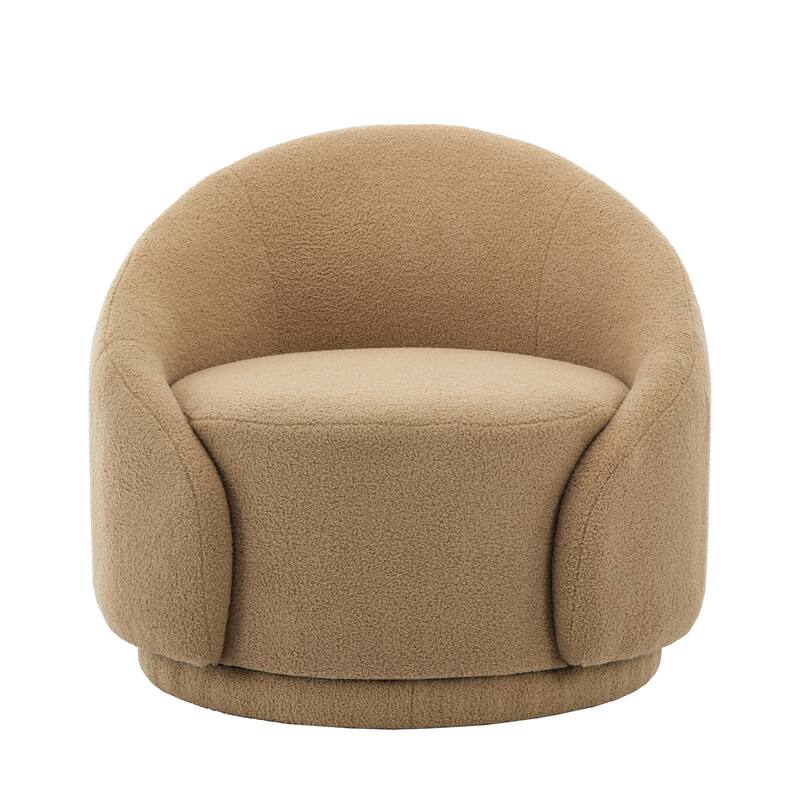 Boucle Barrel Chair Upholstered 360°Swivel Armchair