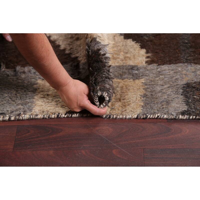 Abstract Moroccan Oriental Wool Area Rug Hand-knotted Bedroom Carpet - 5'9" x 9'6"