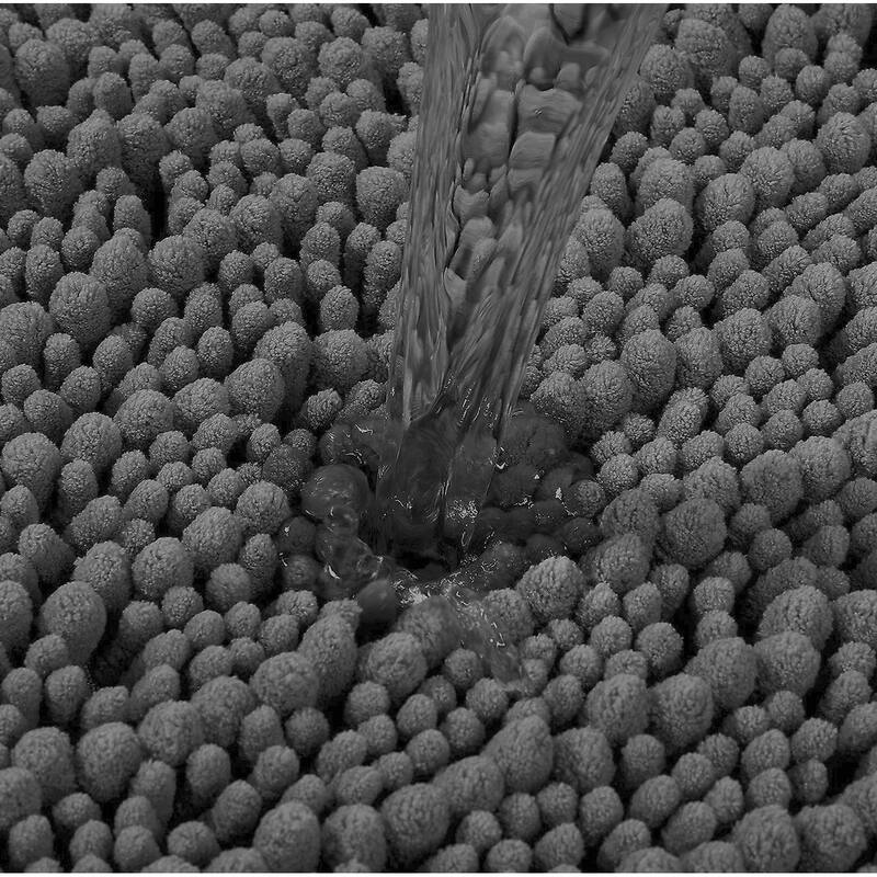 2 Piece Set Grey Soft Cozy Plush Chenille Bath Mat Bathroom Rug