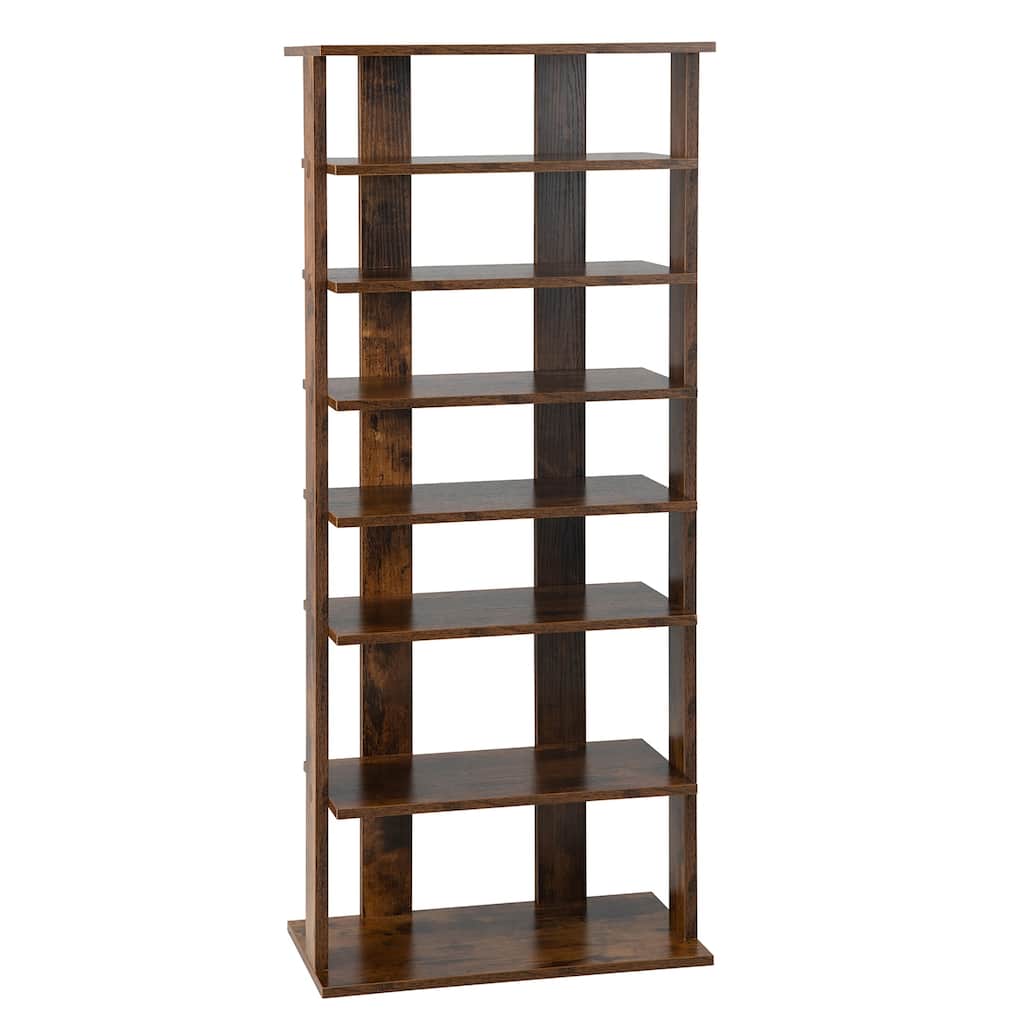 Costway Patented 7-Tier Double Rows Shoe Rack Vertical Wooden Shoe - See Details