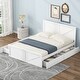 preview thumbnail 14 of 24, Queen Platform Bed with 4 Drawers, Headboard & Support Legs, Grey White