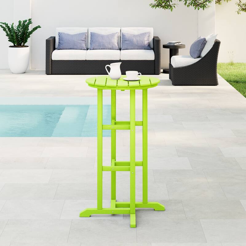 Polytrends Laguna Hdpe All Weather Outdoor Patio 24" Round Bar Bistro Table - Lime