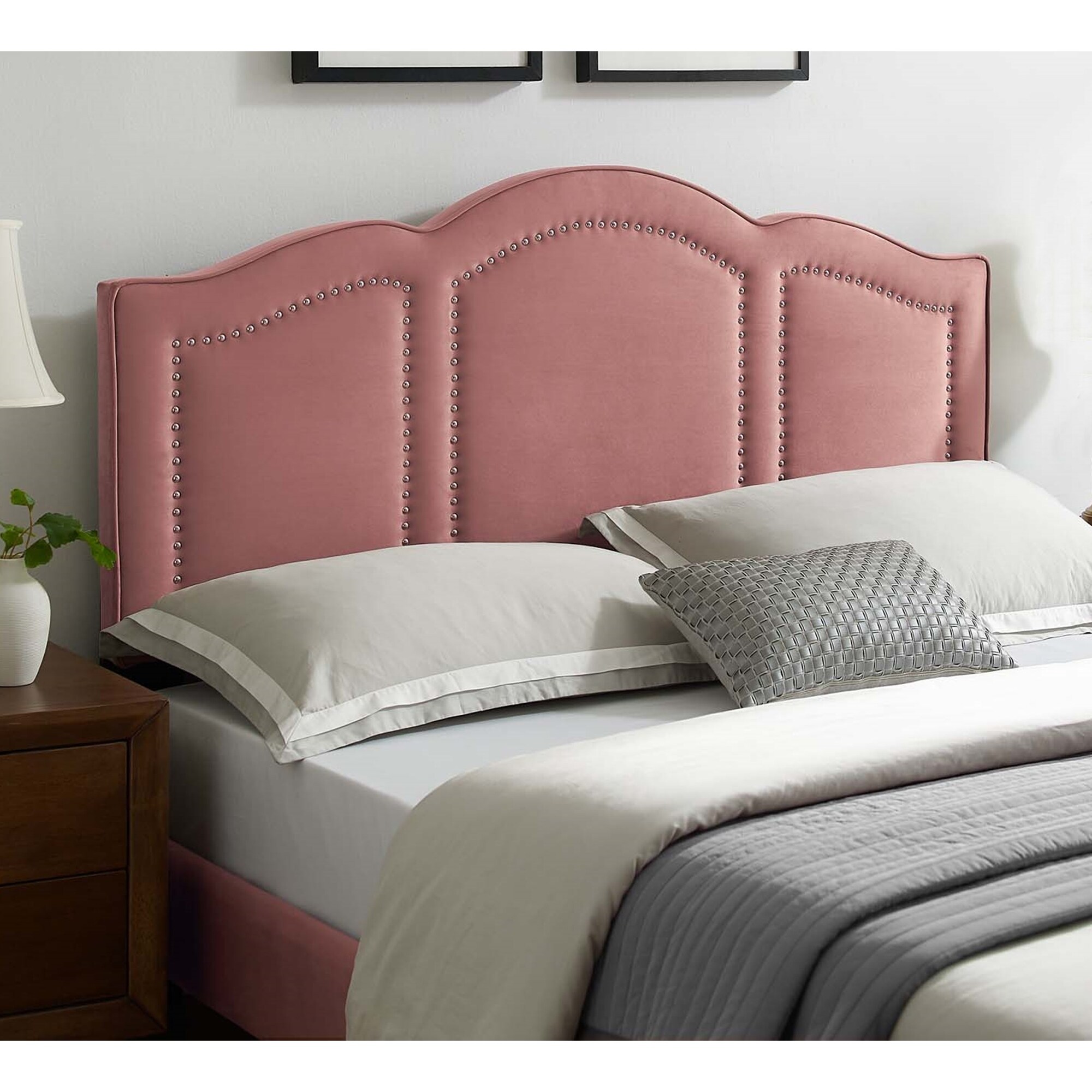 Pink upholstered headboard queen cheap