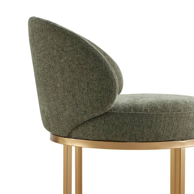 Spruce & Spring Chloe Upholstered Swivel Counter Bar Stool with Metal Frame and Arched Back