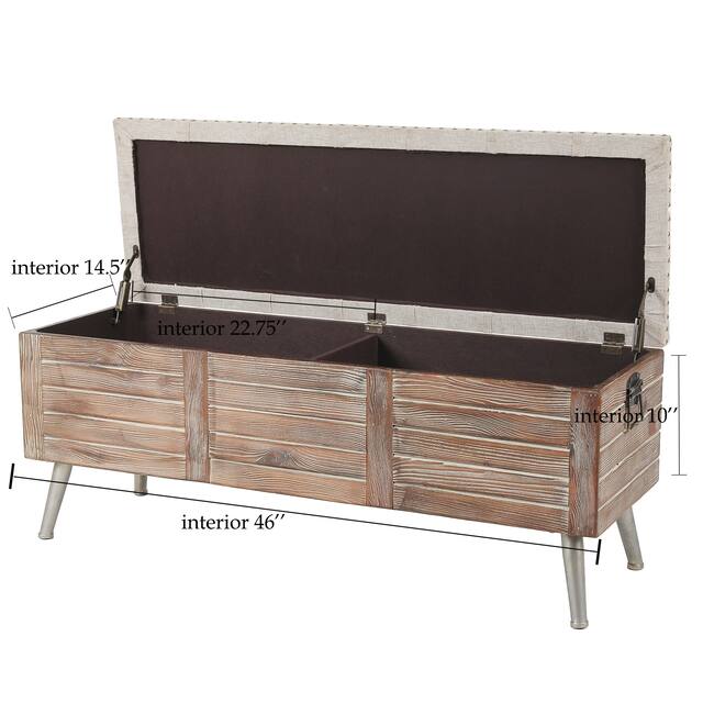 47.4-Inch Wide Upholstered Wood Storage Bench - 20.25in. H x 47.38in. W x 15.81in. D