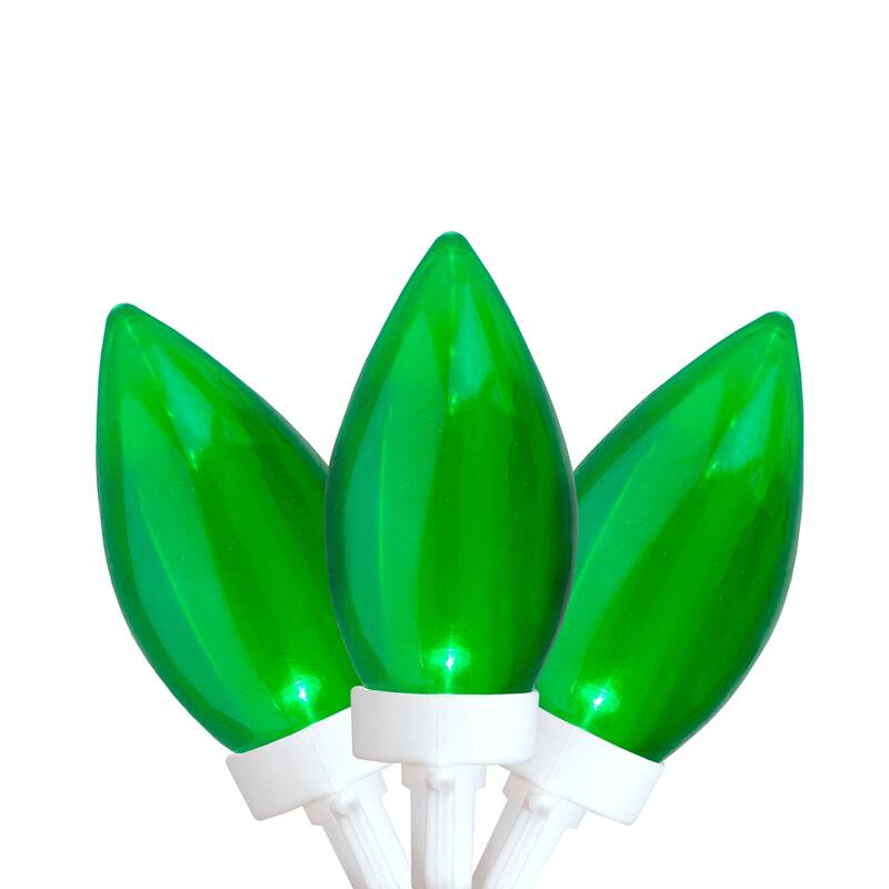 LED C9 Christmas Lights - Green - 16' White Wire - 25ct