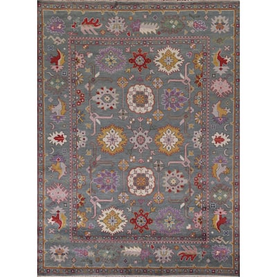 All-Over Gray Oushak Oriental Area Rug Handmade Wool Carpet - 9'3" x 11'7"