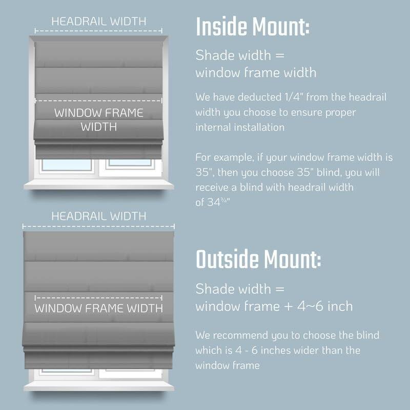 Roman Shades for Windows, 100% Blackout Shades, Cordless Pull Down Window Shades, Shades for Indoor Windows
