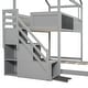 preview thumbnail 8 of 16, Twin over Full House Bunk Bed with Storage Staircase, Blackboard, and Solid Pine Wood Frame, Gray