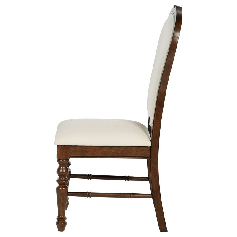 2pc Set Traditional Dining Side Chairs Rich Rounded Backs Turned Legs Upholstery Fabric Kitchen