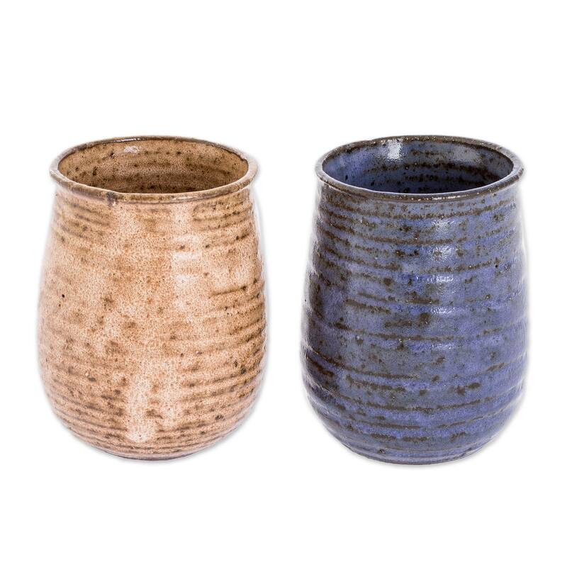 Novica Handmade Subtle Aroma Ceramic Mugs (Pair)