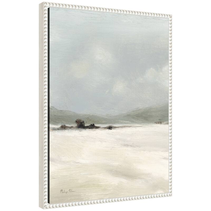 Kate and Laurel Sylvie Beaded December Mist 1 Framed Canvas by Mackenzie Nelson - White