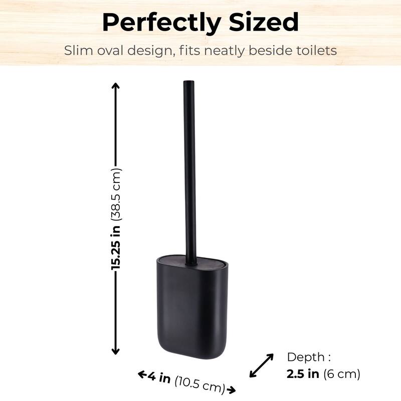 Oval Toilet Brush And Holder Set - 4 L x 2.5 W x 15.25 H